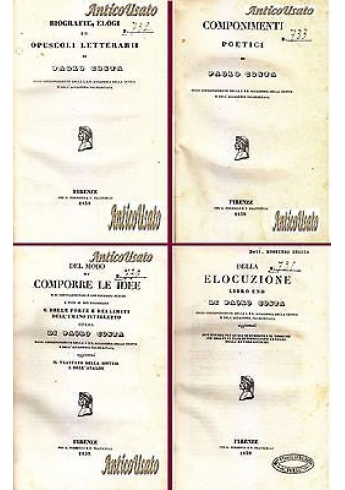 OPERE COMPLETE di Paolo Costa 4 VOLUMI completo 1839 Formigli e Fraticelli