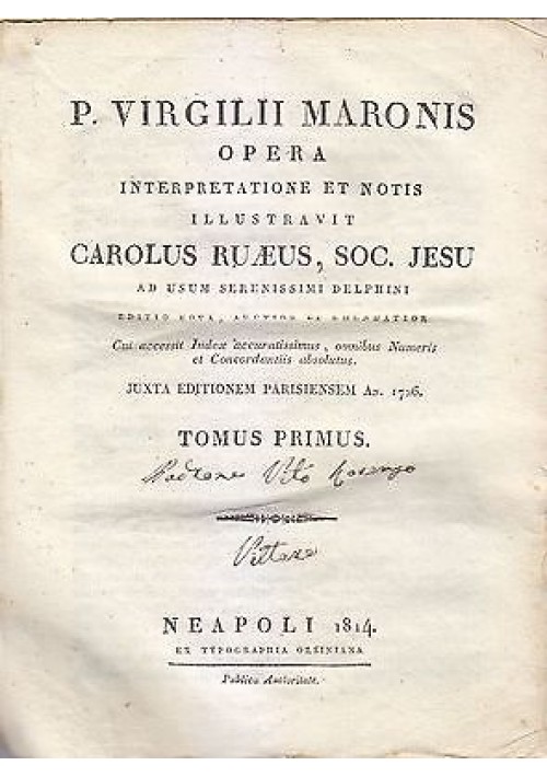 P VIRGILII MARONIS OPERA 2 volumi completa Carolus Ruaeus 1814 Napoli Orsiniana 