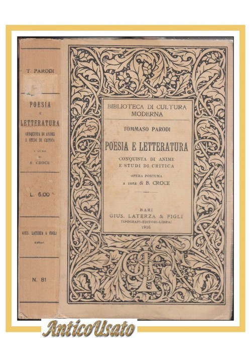 POESIA E LETTERATURA conquista di anime studi critica Tommaso Parodi Libro 1916