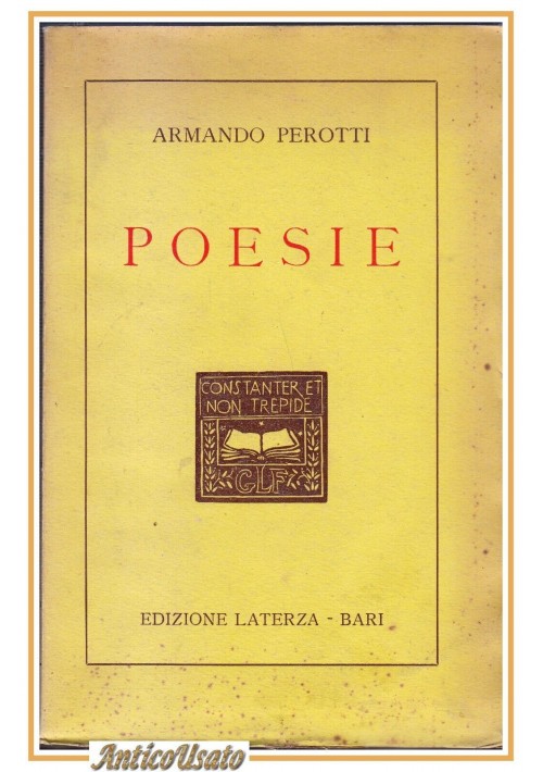 POESIE di Armando Perotti 1926 Laterza editore Bari