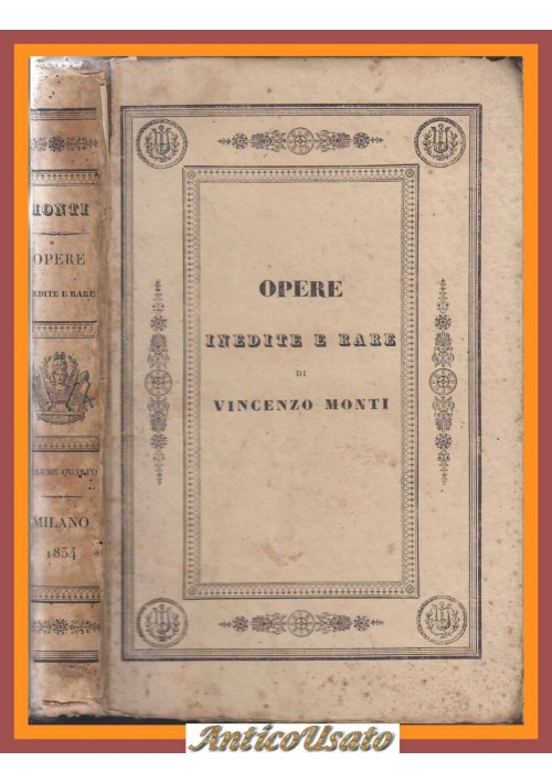 POESIE di Vincenzo Monti Opere Inedite e Rare volume IV 1833 libro antico