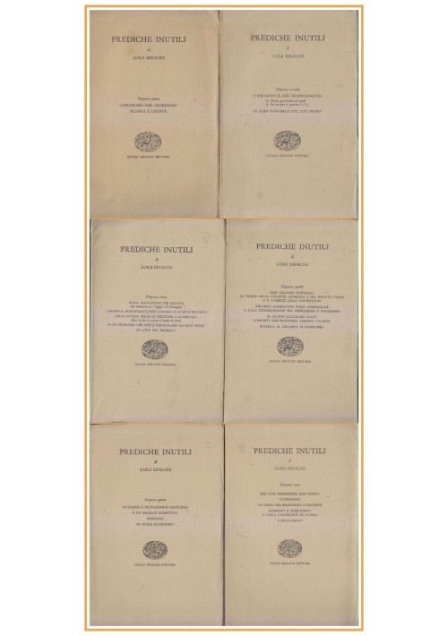 PREDICHE INUTILI di Luigi Einaudi 6 volumi 1956 Libro Politica Filosofia