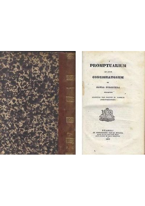 PROMPTUARIUM AD USUM CONCIONATORUM EX SACRA SCRIPTURA 1853 Viduae Miranda