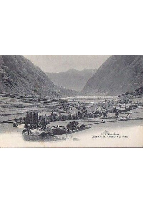 Poschiavo col St Antonio e le prese viaggiata 1905 cartolina originale vintage