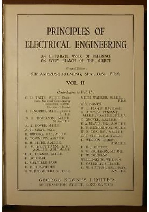 Principles Of Electrical Engineering volume 2 di Ambrose Fleming - Newnes Libro