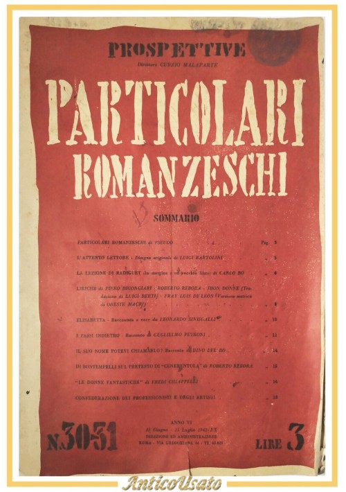 Prospettive PARTICOLARI ROMANZESCHI giugno luglio 1942 numero 30 31 Rivista