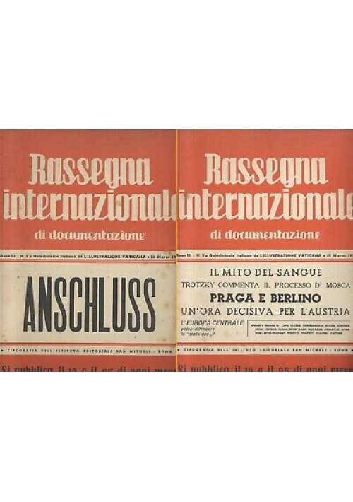 RASSEGNA INTERNAZIONALE DI DOCUMENTAZIONE 19 numeri 1938 rivista fascismo 