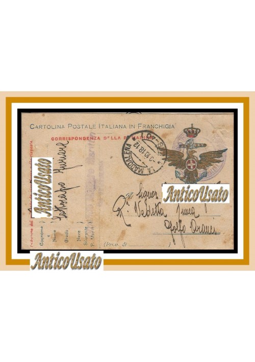 REGIA MARINA ITALIANA 1918  I Guerra Mondiale Cartolina Postale in Franchigia