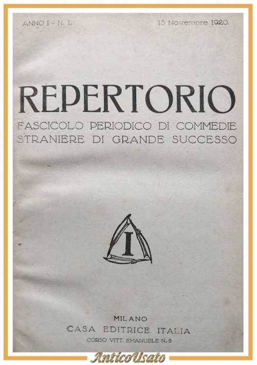 REPERTORIO anno 1 primi 12 numeri rivista di commedie straniere teatro giornale