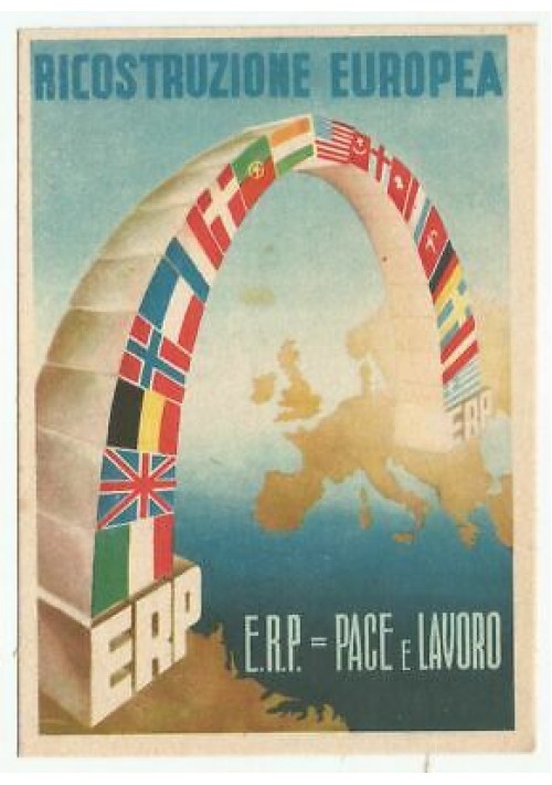 RICOSTRUZIONE EUROPEA ERP cartolina non viaggiata 1949 colori formato grande