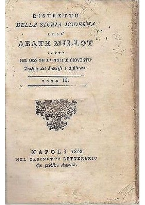 RISTRETTO DELLA STORIA ROMANA 2 volumi 1808 di Millot