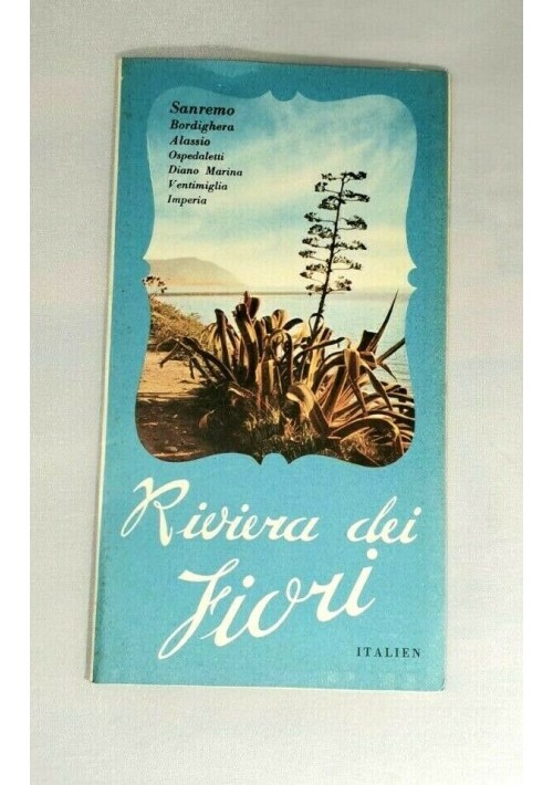 RIVIERA DEI FIORI Depliant Turistico Illustrato brochure vintage 1955 in tedesco