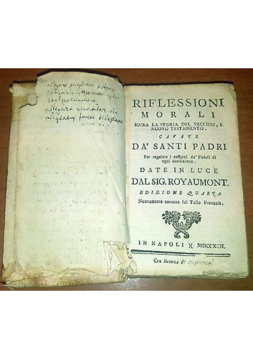 Riflessioni Morali Sopra Storia Del Vecchio E Nuovo Testamento 1792 Libro antico