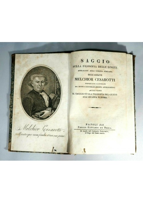 SAGGIO SULLA FILOSOFIA DELLE LINGUE di Melchiorre Cesarotti 1818 libro antico 