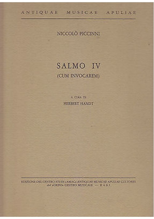 SALMO IV  (CUM INVOCAREM) di Niccolo’ Piccinni  a cura di Harbert Handt 1983