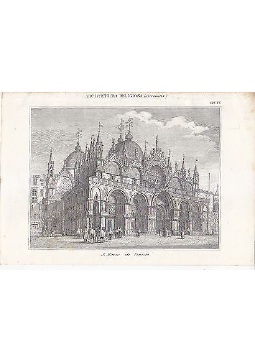 SAN MARCO DI VENEZIA INCISIONE STAMPA RAME 1866 TAVOLA ARCHITETTURA RELIGIOSA