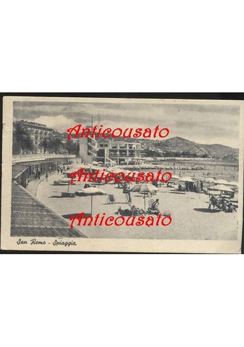 SAN REMO Spiaggia  cartolina originale viaggiata 1950 (ma del 1942) Scrocchi Sanremo