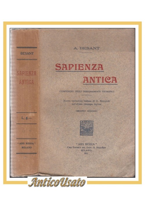 SAPIENZA ANTICA Compendio Degli Insegnamenti Teosofici di A. Besant 1911 libro
