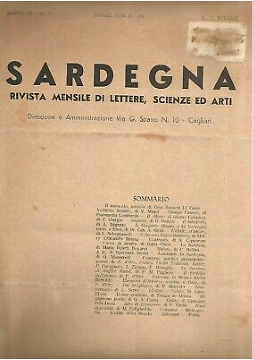 SARDEGNA mensile di lettere scienze luglio 1934 RARO rivista giornale 