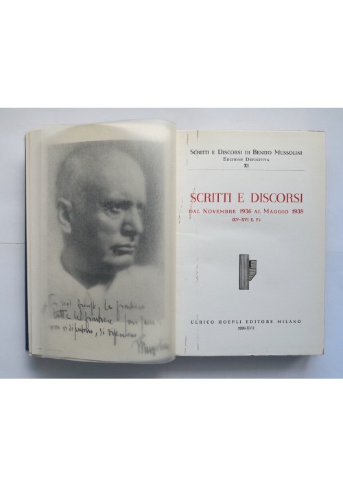 SCRITTI E DISCORSI 1936 1938 di Benito Mussolini 1938 Hoepli Libro opera omnia