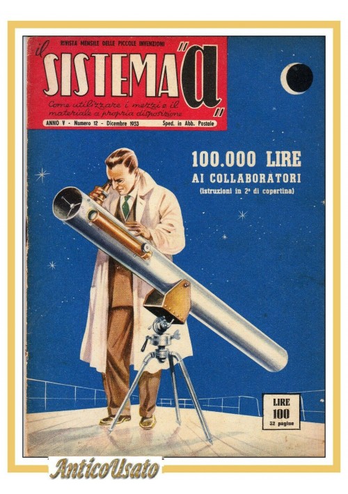 SISTEMA A dicembre 1953 rivista vintage fai da te elettronica telescopio 