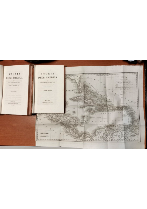 STORIA DELL'AMERICA di Guglielmo Robertson 2 volumi su 3 1822 tavole mappe Libro