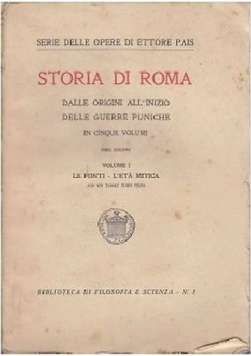 STORIA DI ROMA DALLE ORIGINI ALL’INIZIO DELLE GUERRE PUNICHE completa 5 Volumi