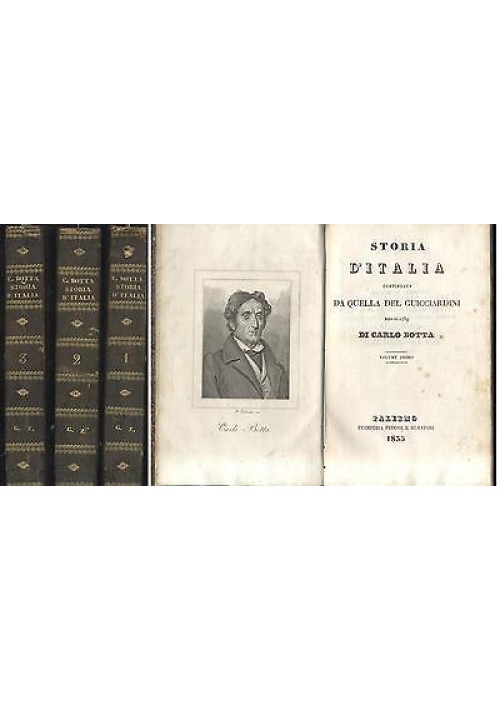 STORIA D'ITALIA continuata da quella del Guicciardini - Carlo Botta 3 voll 1835 