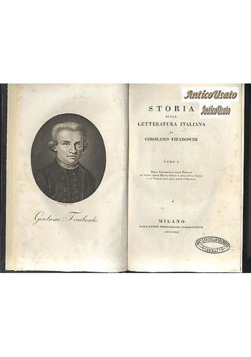 Storia Della Letteratura Italiana di Girolamo Tiraboschi 1822 libri 16 volumi