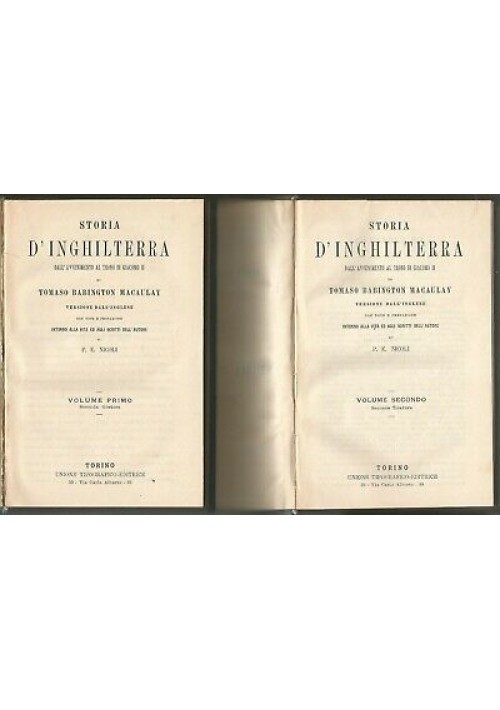 Storia d'Inghilterra di Tomaso Babington Macaulay  Utet 1857-1862 9 volumi COMPLETO