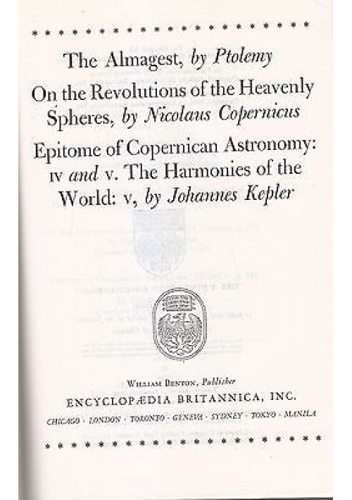 THE ALMAGEST Ptolemy REVOLUTIONS HEAVENLY SPHERES 