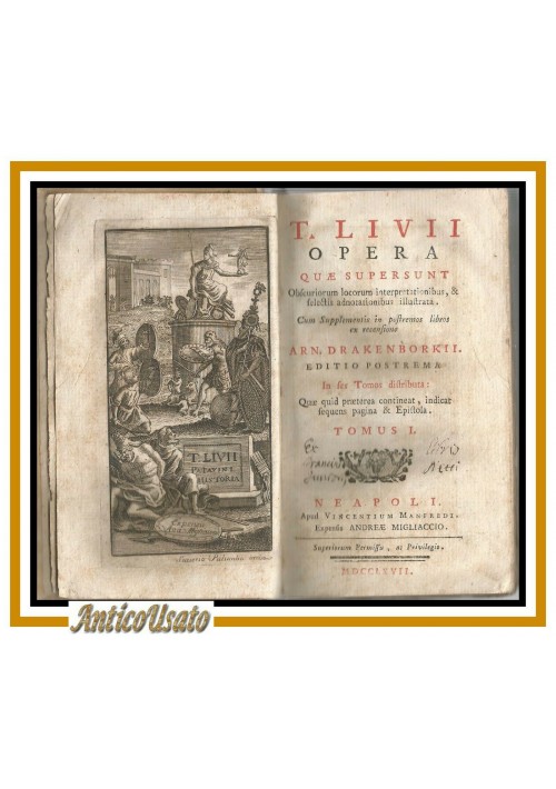 TITI LIVII OPERA quae supersunt 5 volumi 1767  Tito Livio libro antico Manfredi