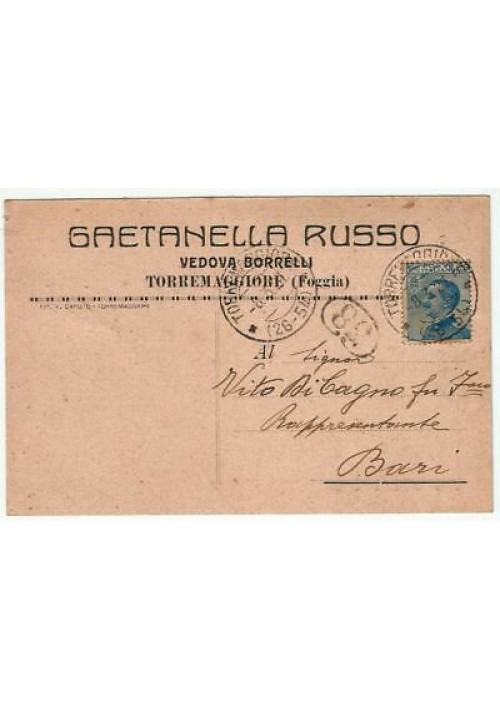 TORREMAGGIORE Gaetanella Russo vedova Borrelli (FOGGIA) CARTOLINA 1921 VIAGGIATA