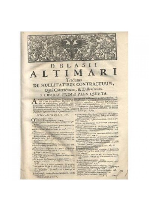 TRACTATUS DE NULLITATIBUS CONTRACTUM TOMO VII Blasii Altimari 1706 Balleonium *