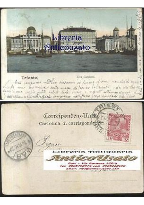 TRIESTE RIVA CARCIOTTI colorata VIAGGIATA 24 novembre 1910 originale RARA