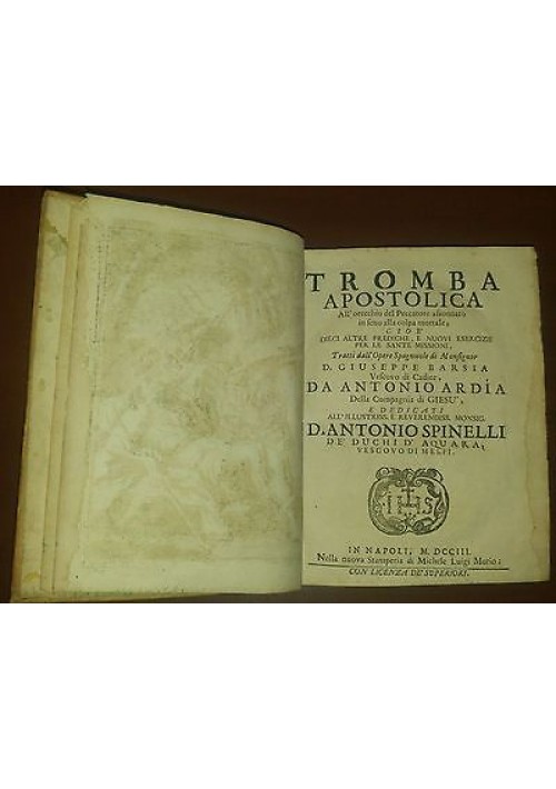 TROMBA APOSTOLICA AL ORECCHIO DEL PECCATORE ASSONNATO Antonio Ardia 1703 Mutio *