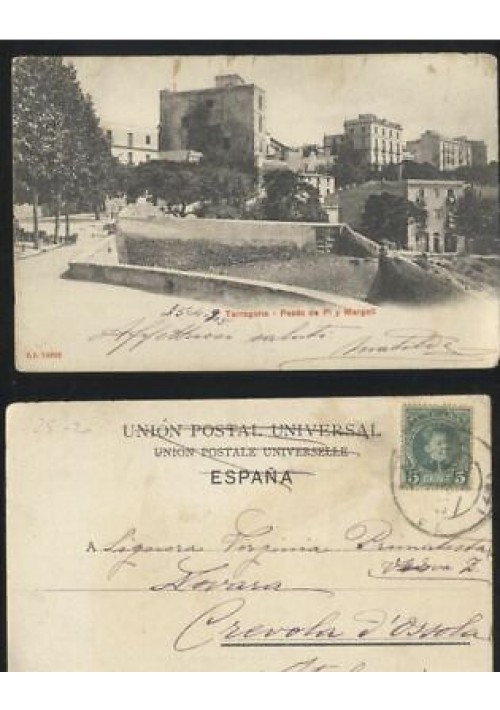 Tarragona Paseo De Pi Y Margall cartolina viaggiata tarjeta postal Vintage Old