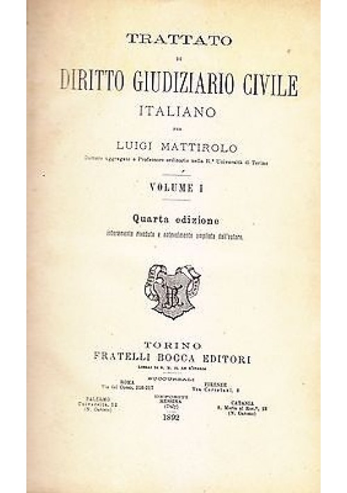 Trattato di Diritto Giudiziario Civile Italiano di Mattirolo 7 VOLUMI 1892 libro 