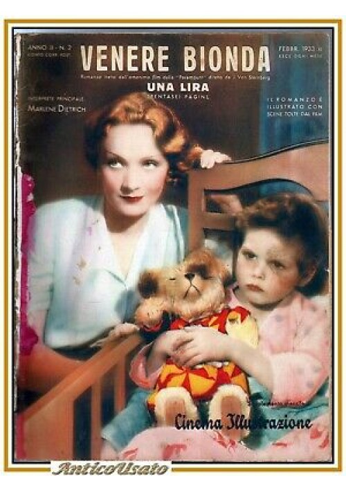 VENERE BIONDA supplemento CINEMA ILLUSTRAZIONE 1933 Marlene Dietrich giornale