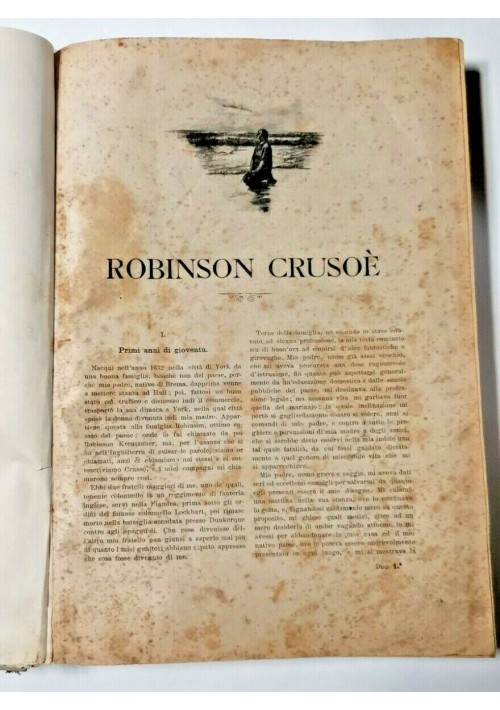 VITA ED AVVENTURE DI ROBINSON CRUSOE di Daniel Defoe libro vintage illustrato