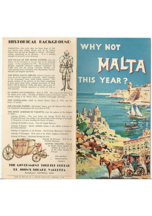 WHY NOT MALTA THIS YEAR  Depliant Brochure advertisement tourist turismo 1955