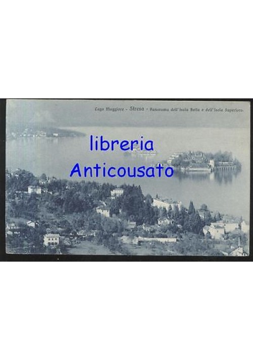 cartolina STRESA LAGO MAGGIORE PANORAMA DELL'ISOLA BELLA E ISOLA SUPERIORE 1908 