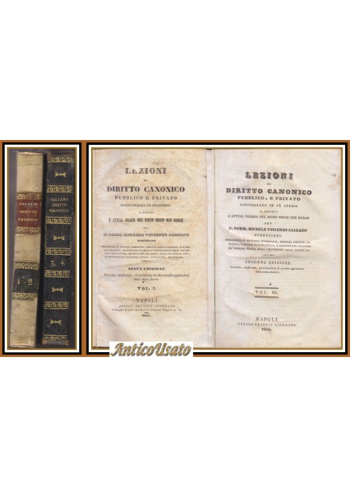 LEZIONI DI DIRITTO CANONICO PUBBLICO E PRIVATO Salzano 4 tomi in 2 volumi Libro
